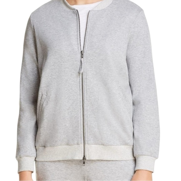 Eileen Fisher Gray Organic Cotton Knit 2 Way Zip Bomber Jacket X - Picture 10 of 13